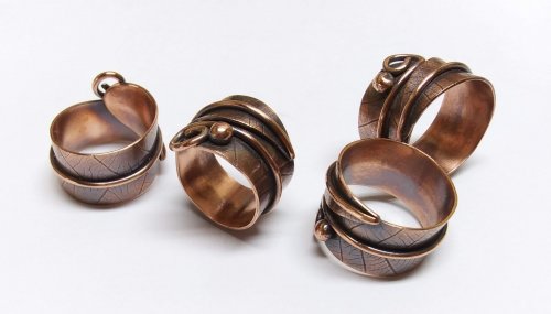 Judy Larson's Leaf Wrap Metal Rings version 1 - , Metalwork, Texturing, Butane Torch, Soldering, Solder, leaf wrap metal ring